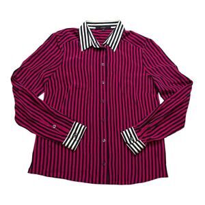 Vintage Gucci Silk Button Down Shirt - U.S. 6 - Pink/Black Stripe - Like New